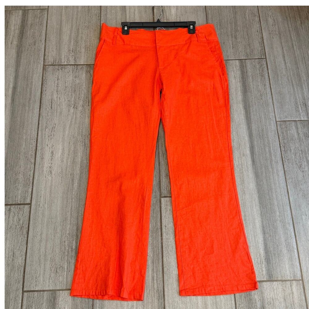 NEW NANA USA Wide Leg Pants Womens 2XL Orange Red Linen Blend Casual Minimalist